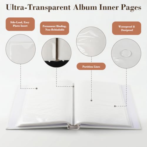 Image of HASTHIP Photo Album 4x6 Pullable Meaningful Photo Book Holds 200 Pictures with Protective Cover for Family Memories Anniversaries Gifts Giving