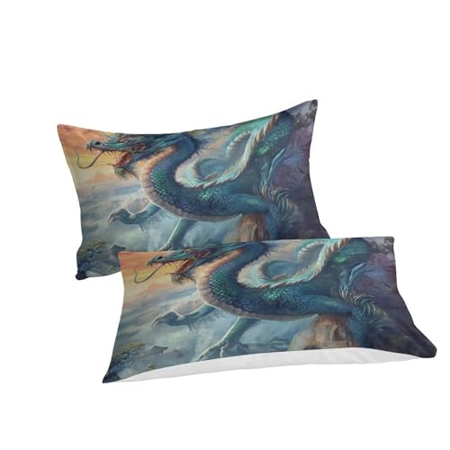 Housse de couette dragon 3D parure de lit enfant ado microfibre fermeture éclair