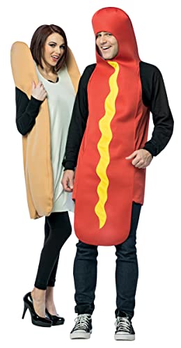 Rasta Imposta Hot Dog and Bun Couples Costume, Packaged Together, Unisex Adult
