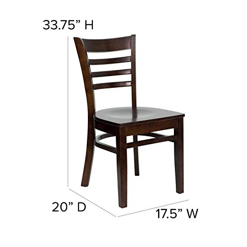 Image of Flash Furniture HERCULES Series Ladder Back Walnut Wood Restaurant Chair