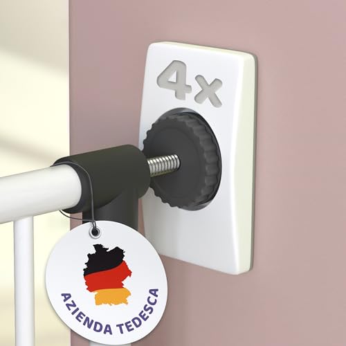 WunderHippo 4x Protezioni per Cancelletto Scale & Porta – Protezione Muro Senza Forare – Supporti Antiscivolo per Barriere di Sicurezza Bambini e Cani