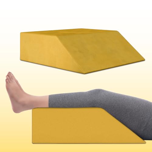 Image of Frido Leg Elevation Wedge Pillow for Edema, Varicose Veins, Fracture | High Resilience Foam Cushion for Leg, Knee & Thigh Support | Back Pain & Swelling Relief | Lightweight (Mustard Yellow)