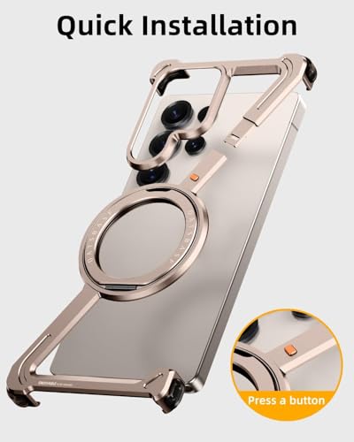 Image of Bumper Case with Kickstand Compatible with Galaxy S26 Ultra Case with Wireless Charging | Luxury Aluminum Armor (Dessert)