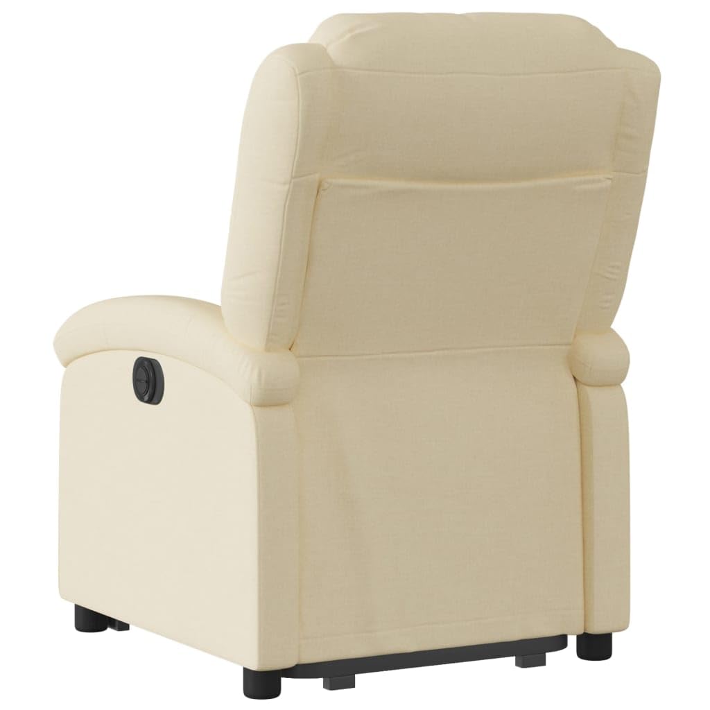 Willood Sillón Reclinable Elevable, Silla con Respaldo Reposabrazos, Asiento Ajustable para Ancianos, Tela Color Crema
