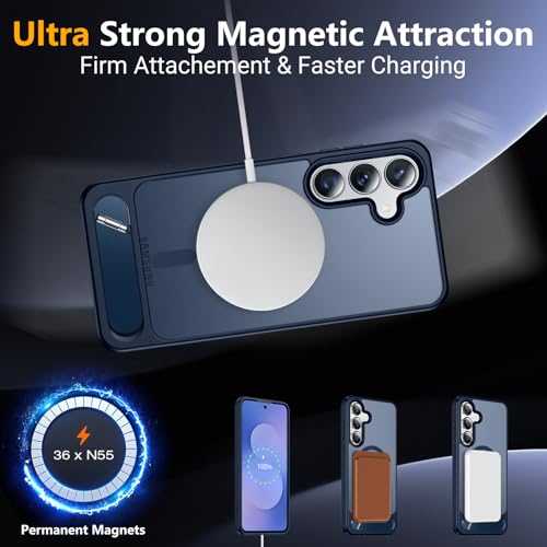 Image of SPIDERCASE Magnetic for Samsung Galaxy S25 FE Case, [3 Stand Ways][ Military Grade Drop Protection] with Invisible Stand Slim Phone Case for S25 FE 5G,Blue