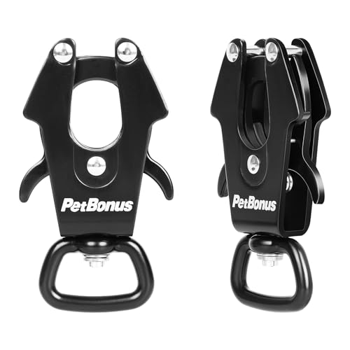 PetBonus 2 Pcs Frog Clip Dog Leash Clasp 360 Degree Swivel Quick Release Metal Carabiner Heavy Duty Safety Lead Connector for Linking Pet Collar Dog Harness