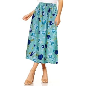 L S U Women Floral Print Skirt Soft Lightweight Elasticated Waist