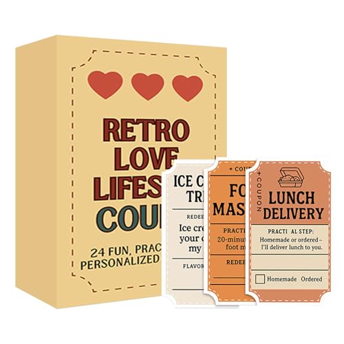 Cupones De Amor - Libro De Vales De Regalo Para Él | Tarjetas De Descuento Dee 24 Piezas | Cuaderno Dee Cupones 24 Páginas | Tarjeta Romántica Vintage Para Esposa, Novio, Marido, Novia, Día De San Val