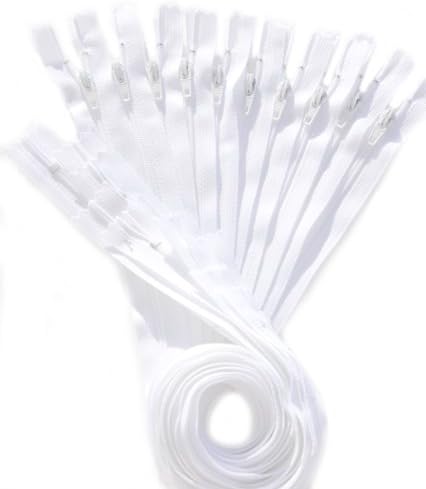YKK® YKK #3 Skirt & Dress Nylon Coil Closed End - Select Length or Color (12 Zippers for Color) (48 inch, White)