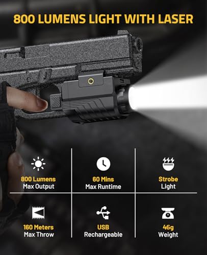 CVLIFE 800 Lumen Pistol Light Rechargeable with New-Generation Sliding Rail - image 2