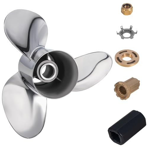 Qiclear OEM Upgrade 13 x 19 Stainless Steel Outboard Propeller for Mercury Engines 40/50/70/75/80/90/100/115/125/140 HP 15 Spline Tooth RH
