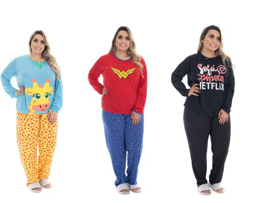 Kit 2 Pijama Feminino Longo Plus Size (Variadas, 52)