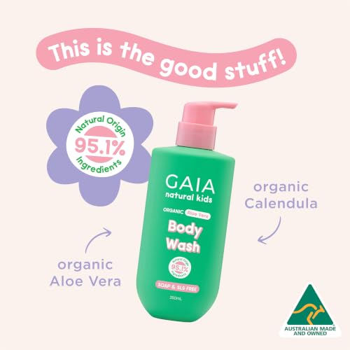 GAIA Natural Kids Body Wash for Kids | Gentle Cleanser for Sensitive Skin | Natural Origin with Organic Aloe Vera | Soap Free I Fragrance Free | Australian Made | 350mL - Image 5