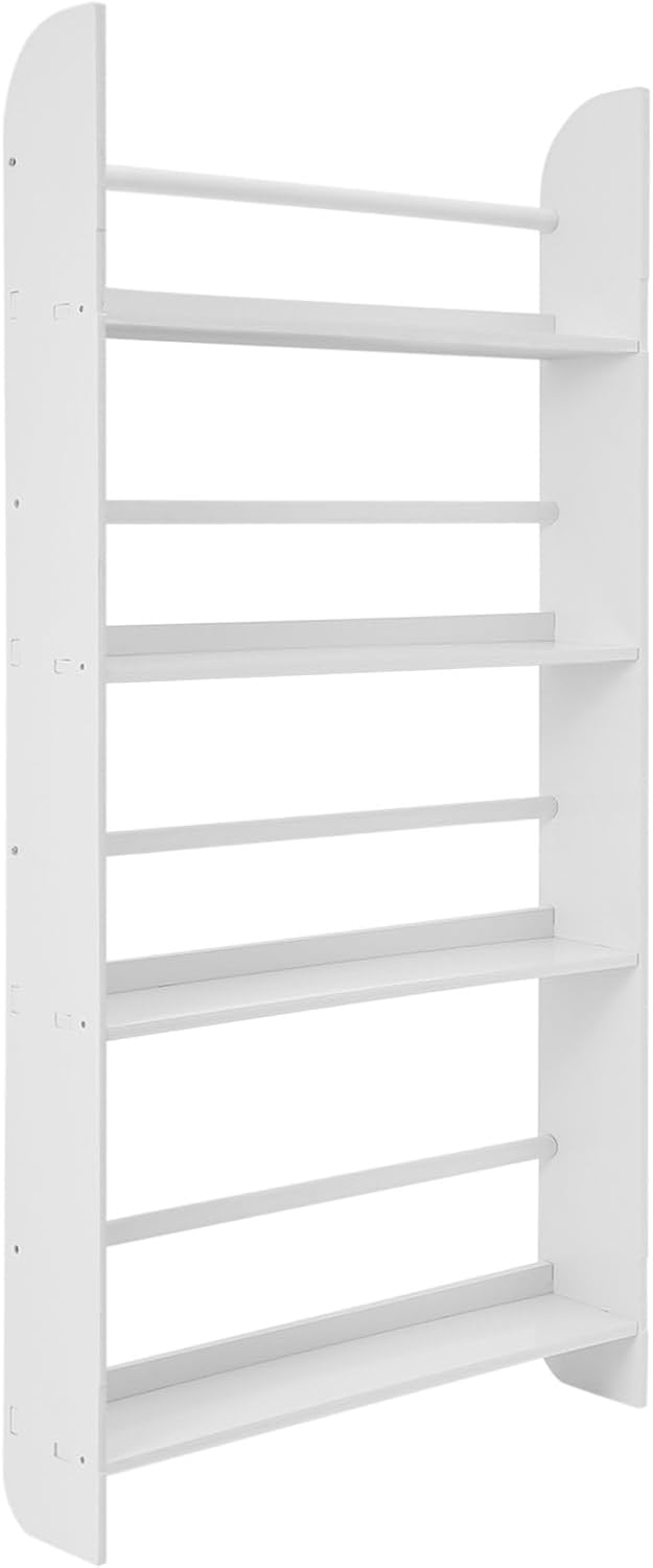 Wall Mounted Magazine Rack, 4-Tier Brochure Display Stand Book Poster Literature Storage Organizer Holder for Exhibition Office Reception Areas, W22.4*D4.7*H43.9in (White)