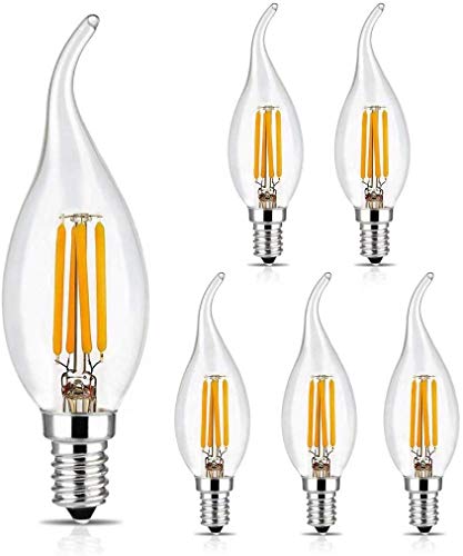 BRIMAX Bombillas E14, 4W (Equivalente a 40W), Color Blanco Cálido 2700K, 400 lúmenes, Bombilla Retro Vintage, 6 Unidades