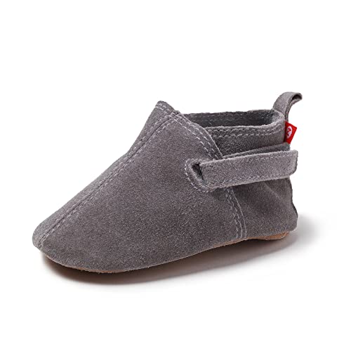 Zutano Leather Baby Shoes for Boys and Girls, Grey Suede, 12M
