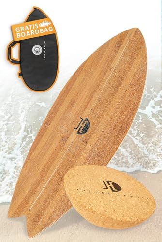 JUCKER HAWAII Balance Board Ocean Rocker Bamboo | Bambus Balance Board mit einmaligem Rocker Shape und Korkhalbkugel