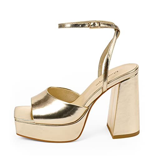 Image of Modatope Platform Heels for Women Platform Sandals Womens Chunky Heel Open Toe Pumps Ankle Strap Womens Wedding Party Pumps Shoes