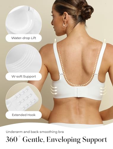 Image of COMFELIE Seamless Wireless T-Shirt Bra for Women, Full Coverage No Underwire with Deep V Neck, U-Back & Lace Trim