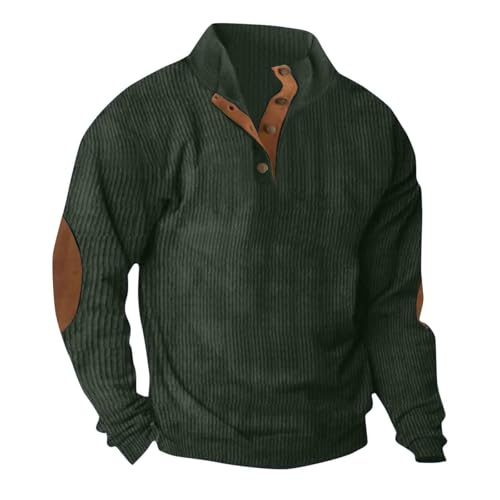 Sudara Gran Hombres Pullover portivo Casual Color sólido Sudaras Manga Larga con botón Cuello Pie D-568 Mint Green Medium