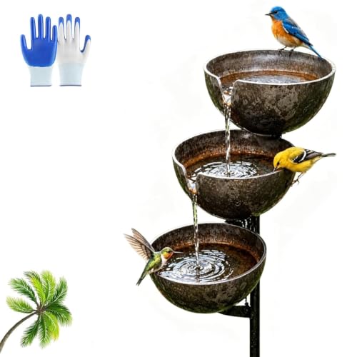 Rain Catcher Bird Bath 3-Layer Metal Rain Catcher Garden Stake Decorative Flower Bed Rainwater Collector for Outdoor Yard Art Decor (1Pc)