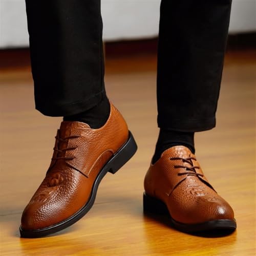YZABEL Dress Oxford Shoes for Men Lace Up Round Toe Solid Color Leather Shoes Business Casual Formal Shoes Office Work Low Top Dress Shoes3