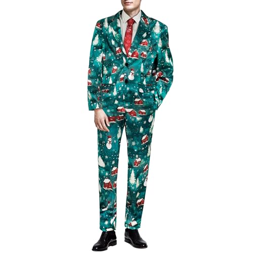 Men's Christmas Party Suit Casual Business Christmas Fun Ugly Printed Suit Set