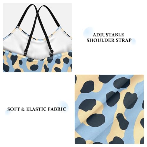 senya Girls Swimsuits One-Piece Swimwear Tie Bathing Suit Beach Summer Round Neck 9-10T Leopard Print Blue Yellow Background Pattern3