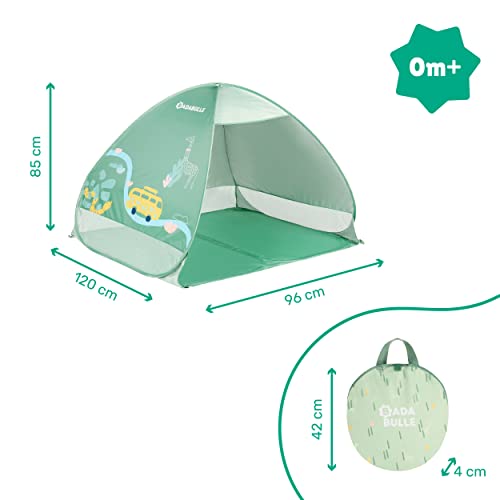 Badabulle Strandmuschel Safari mit UV-Schutz 50+, Strandzelt mit Pop-Up-System, 125 x 100 x 85 cm