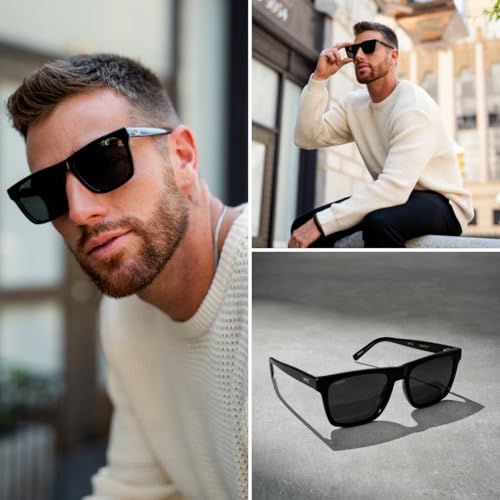 WMP Eyewear - Modern Square Sunglasses for Men, Lightweight Acetate, Polarized Lenses, 100% UVA/UVB Protection3