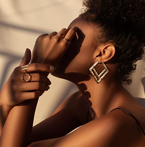 Fansilver 6-10 Pairs Bamboo Earrings Set Hollow Casting Hip-Hop Large Bamboo Earring For Women Oversize Different Shape Gold Hoop Earrings Set Fashion Rapper Accessories Jewelry3