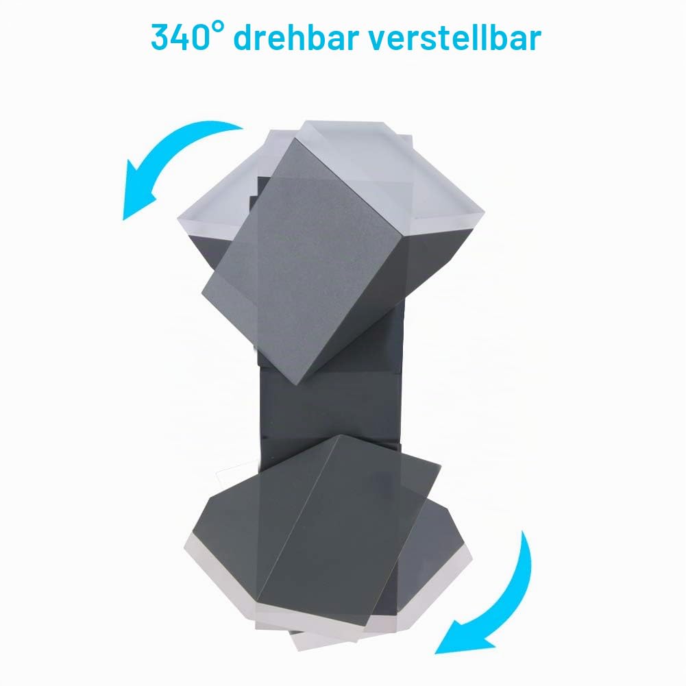 LED Aussenleuchte Aussenlampe Wand, 2x Spot Verstellbar Anthrazit 700LM Aluminium Außenlampe Außenleuchte, IP54 Spritzwassergeschützt Wandlampe Wandleuchte Lampe Aussen Außen Leuchte für Balkon