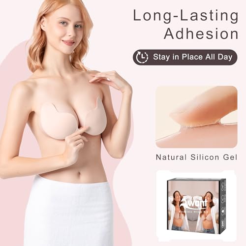 Awant Strapless Backless Sticky Push Up Bra Invisible Stick on Adhesive Bra for Women Reusable with Nipple Covers4