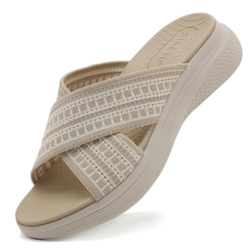 Sandales d'été pour pieds sensibles modèle décontracté facile à enfiler beige 40