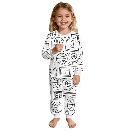 Pijama de Dos Piezas de Manga Larga con Estampado de Garabatos para Niñas - Ideal para Estar en Casa o Dormir