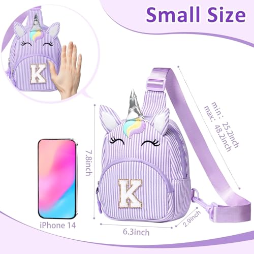 Image of COSHAYSOO Purple Purse for Little Girls 3-5 4-6 6-8 8-10 Unicorn Birthday Party Easter Gifts for Kids Flower Girl Dance Recital Performance Travel Trip Favors Initial Letter K
