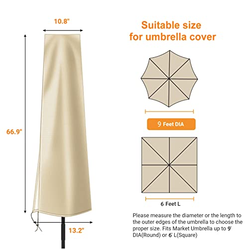 Ultimate Waterproof Patio Umbrella Cover for 7FT to 9FT Umbrellas - Durable Khaki 420D Oxford Fabric with Zipper for Easy Use 8 Ultimate Waterproof Patio Umbrella Cover for 7FT to 9FT Umbrellas - Durable Khaki 420D Oxford Fabric with Zipper for Easy Use - Image 7