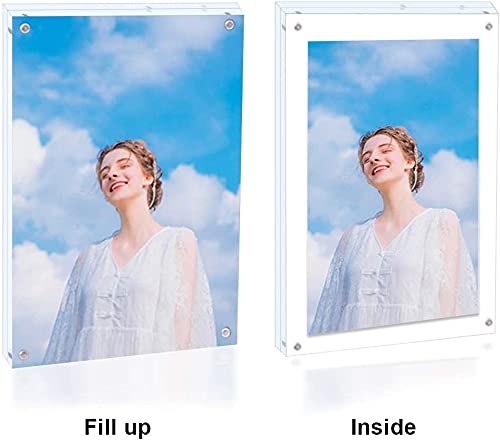 JUOIFIP 8x8 Acrylic Picture Frame Clear Double Sided Magnetic Picture Frame Desktop Display with Photo Frame Support Stand Best Gift for Family, Baby, Document Photo Frames- Free Soft Microfiber by JUOIFIP - Used condition - US$15.71