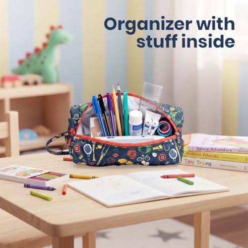 Image of MiniTravel Organizer | Multipurpose All-in-One Compact Durable, Lightweight, Waterproof, Bag | Travel Friendly Pouch | Ideal for Stationary, Medicines, Accessory (Sports Print)