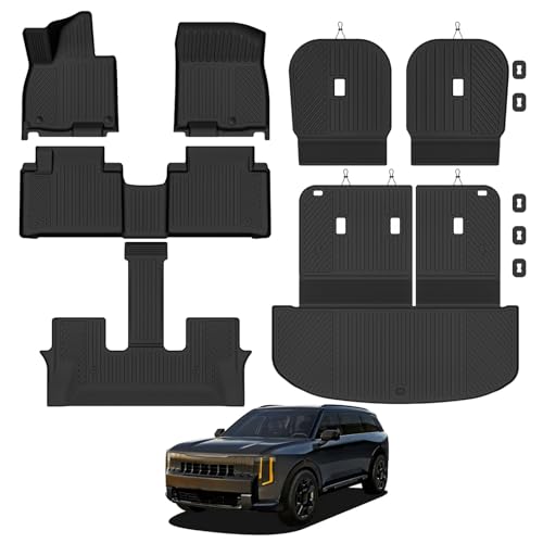 Naibeve Floor Mats for 2027 Kia Telluride Hybrid 7 Seats 2nd Row Bucket Seats (Not for Gas) - for Kia Telluride Hybrid Floor Mats & Trunk Mat with Backrest Mat & 2nd Row Backrest Mats Accessories