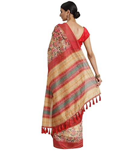 Image of Amazon Brand - Anarva Women's Kalamkari Saree With Blouse Piece