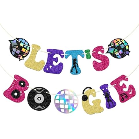 GXSOVSO Let's Boogie Banner, Disco Party Banner, 70s Party Decorations, 80s Disco Dancing Night Banner, Back to 60s 90s Disco Ball Party Decorations, Disco Themed Party Decorations Cover