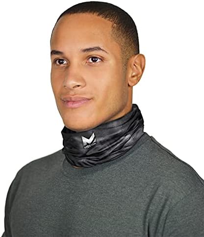 MISSION Cooling Neck Gaiter, Men and Womens All Weather Neck Gaiters, UPF 50 (Pulse Triple Black)
