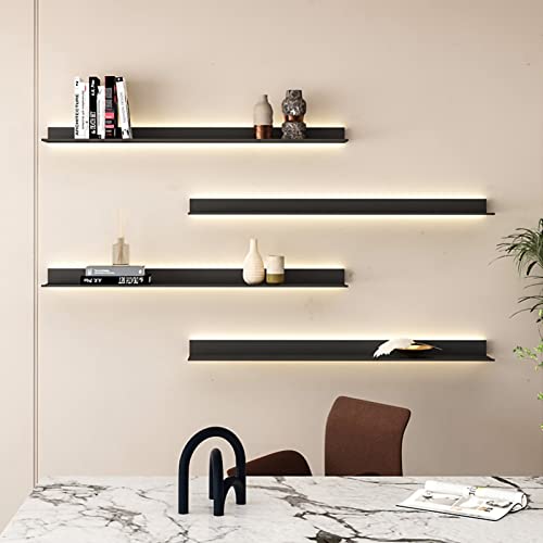 Étagère d'affichage noire lumineuse LED meuble mural design luxe de 120cm - 2