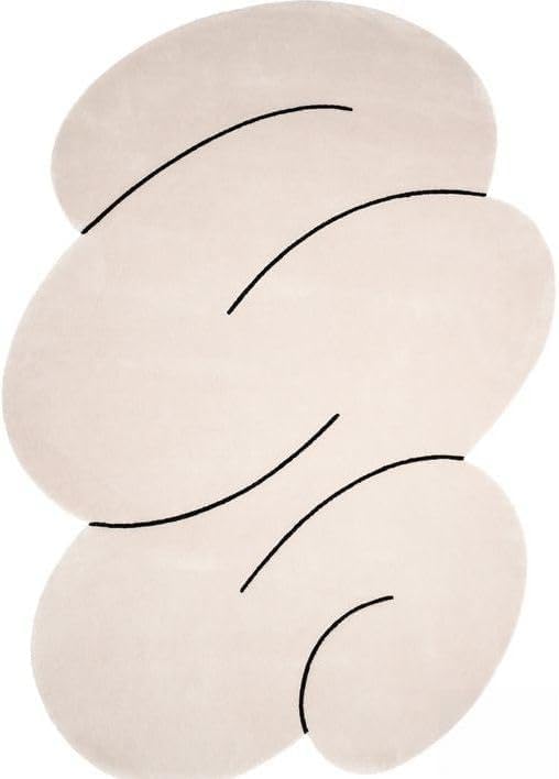 Solid Desing Irregular Shape Rug Modern Hand-Tufted Wool Area Rug for Living Room, Bedroom, Nursery Room & Home Office 8 x 12 Feet White