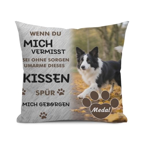 Umitive Personalisiertes Hundekissen - Individuelles Foto & Name Kissenbezug zur Erinnerung an verstorbene Haustiere - Trostspender für Trauernde (Style C)