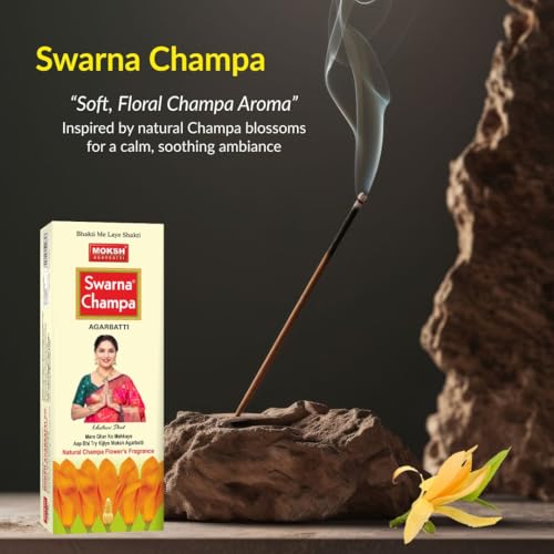 Image of Moksh Agarbatti Combo Pack of 4 - Natural Champa, Centbox, Natural Jasmine & 5-in-1 Assorted Fragrances - Made with Charcoal Powder, Sawdust, Bamboo Stick & Perfume - for Puja, Meditation & Rituals