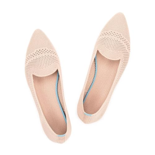 Image of Frank Mully Women's Casual Loafer Flats Slip On Loafer Shoes Comfortable Knit Flat Shoes Classics Pointy Toe Loafer Flats,for Work,Travel