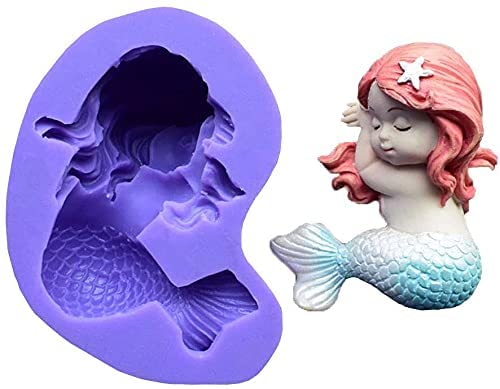 Radiance Store Silicone 3D Mermaid Fondant Mold Cute 3D Sleeping Baby Girl Mould Cake Topper DIY Decoration Baking Tool for Sugarcraft, Chocolate, Candle, Soap Making and Crafting-picture-16