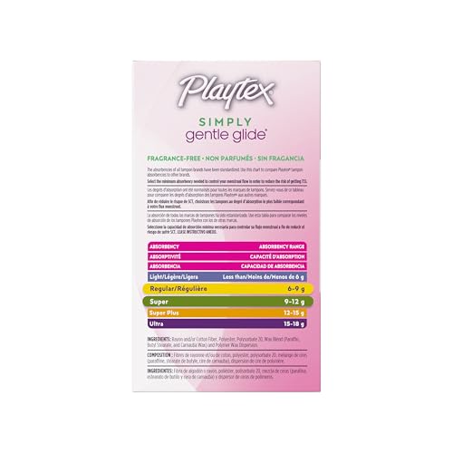 Playtex Simply Gentle Glide Tampons, Multipack (18ct Regular/18ct Super Absorbency), Fragrance-Free - 36ct - Image 10